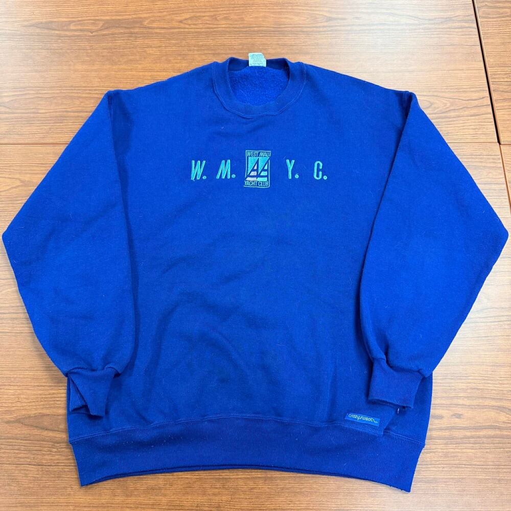 Vtg 80's Crazy Shirts Blue West Maui Yacht Club Sailing Boating Sweatshirt sz XL